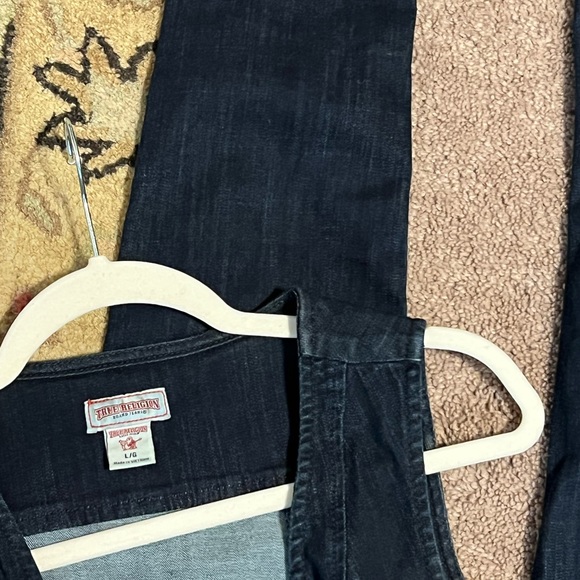 Sz L True Religion dark blue wash denim jumpsuit - Picture 9 of 12